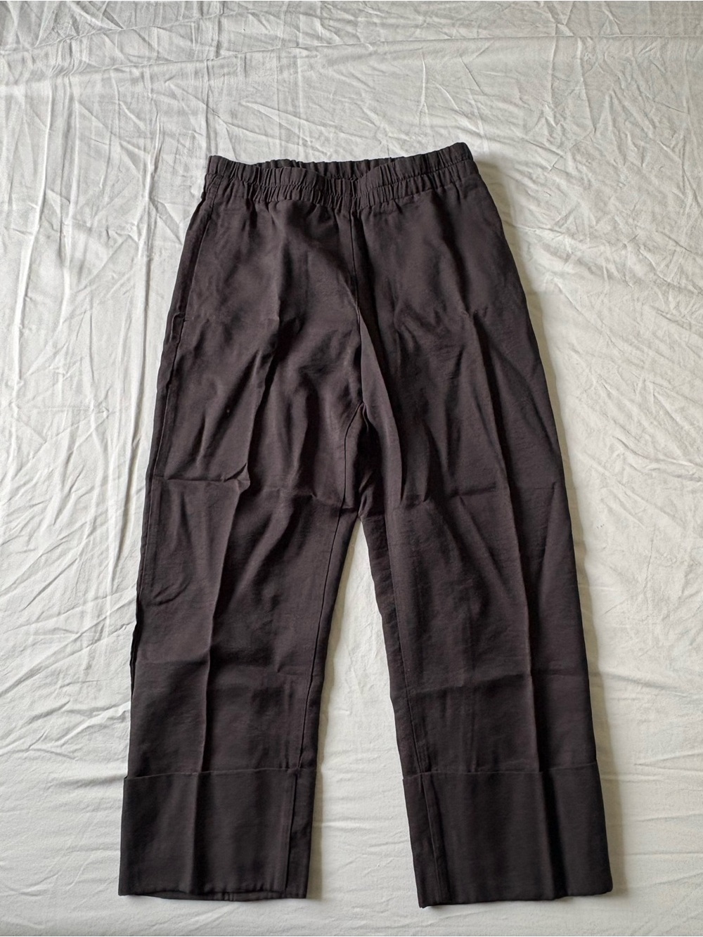 Zara Women’s Black Elastic-Waist Casual Linen Blend Pants